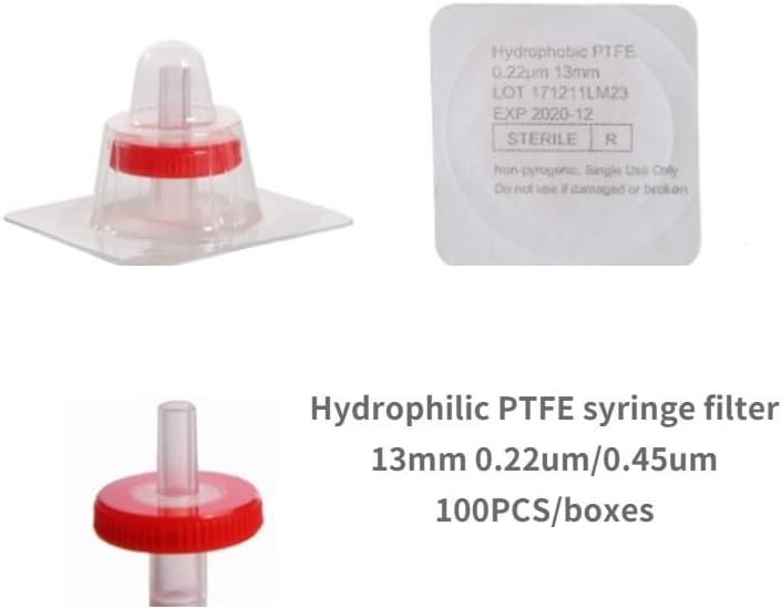 13mm 0.22/0.45um Sterile Syringe Filter MCE PES Nylon PTFE PVDF Lab Funnel with Filter 100PCS (Size : Nylon13mm 0.22um)
