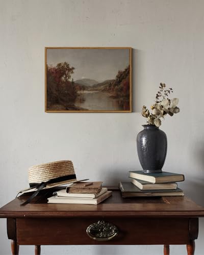 Image of ARPEOTCY Vintage Framed Canvas Wall Art, Fall Natural Scenery Wall Decor for Living Room, 12x16 inch, Vintage Landscape Paintings for Bedroom, Rustic Farmhouse Framed Art Prints, for Office