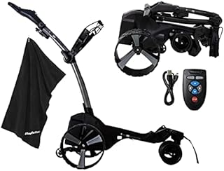 MGI Zip Navigator Electric Golf Caddy (Titanium Gray) Golfer's Bundle with Remote Control & PlayBetter Premium Extra Large Towel - Motorized Push Cart with Full Directional Remote Control, Gyroscope