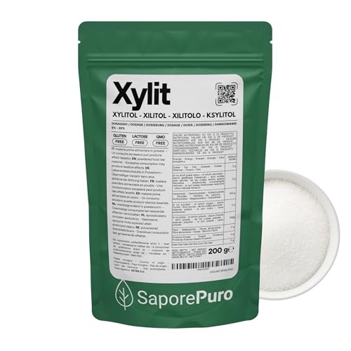 SaporePuro natürliches XYLIT aus Birke 200 g – Natürlicher Zuckerersatz – Ideal für Desserts und Getränke