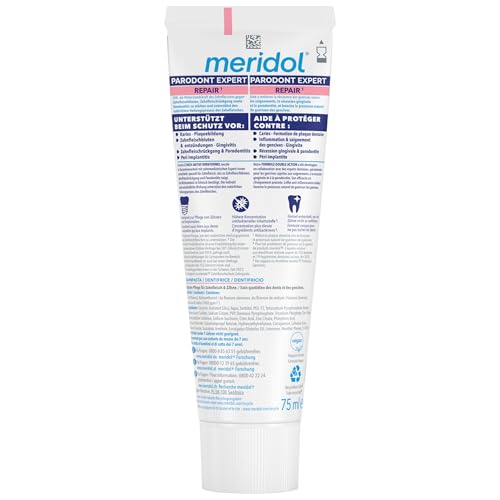 meridol Zahnpasta Parodont Expert 75 ml - Zahncreme wirkt antibakteriell und unterstützt so den natürlichen Heilungsprozess des Zahnfleisch