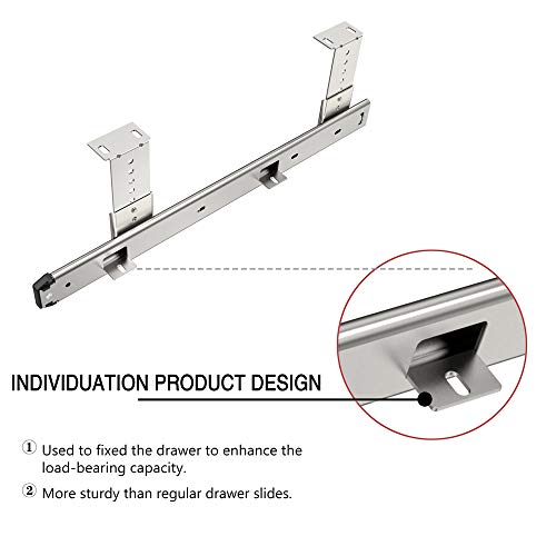 Frmsaet Heavy Duty 12/14/16/18 Inches Thickness Steel Construction Ball Bearing Keyboard Slides Keyboard Drawer Slides Tray Accessories Cabinet Furniture Hardware Rails (16 Inches, Silver) #TOP1