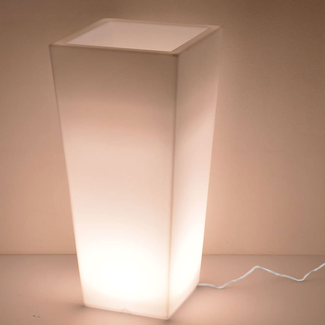 Danieli Vasi luminosi da Giardino M CEDAR a LED | Portavaso in resina antigraffio illuminato con Luce bianco neutra 4000 k| Led IP67 | Made in Italy | cm 30x30x60| kg 2,8
