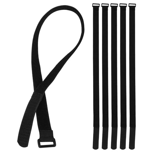 DOITOOL Lot de 6 Sangles de Fixation Réglables Noires 25Mm X 600Mm pour Parasol de Terrasse Sangle Stabilisatrice Réutilisable Anti-Vent Multifonction pour Jardin et Plage