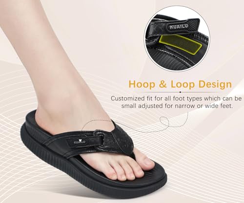 Image of KuaiLu Womens Orthotic Cushion Flip Flops Sport Recovery Walking Sandals for Women with Comfortable Arch Support - Adjustable Flatform Slip On Indoor Outdoor For Summer Casual
