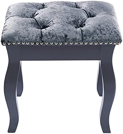 BTGGG Dressing Table Stool 24D Soft Padded Cushion Piano Chairs,Ottoman Makeup Table Vanity Stool Chair Small Corner footstools Living room bedroom chairs(40 * 30 * 45cm) Sliver Grey