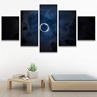 SIGNWIN 5 Panel Canvas Wall Art Aerial Astronomy & Space Expressive Global Moon Multicolor Photography Realism Warm for Home Decorations Ready to Hang - 60