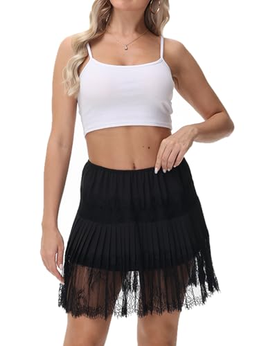 Image of Vanrose Jan Lace Shirt Extender for Women Layering Fake Top Lower Sweep Shirt Hollow Half Length Skirt