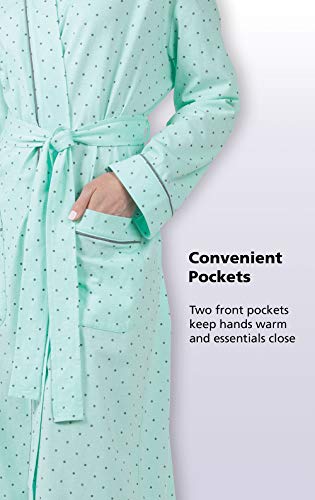 Pajamagram Women Robe - Long Robes For Women, Mint Polka Dot, Xs #TOP4