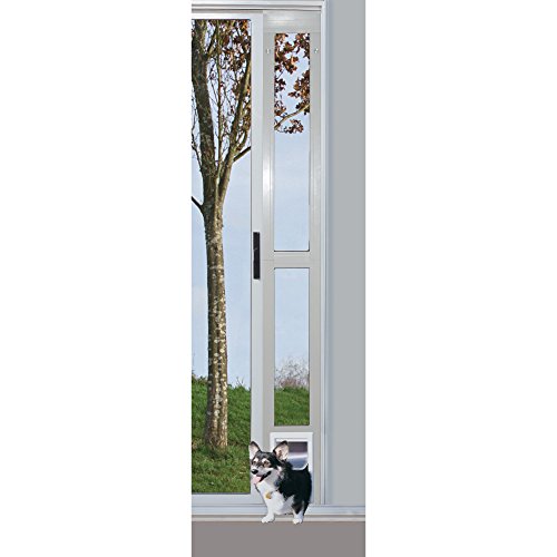 Ideal Pet Products MODPATMW Modular Aluminum Pet Patio Door With Single Pane Glass And Clear Flexible Flap. Fits Up To 1 Inch Aluminum Patio Track Width Only thumb #1