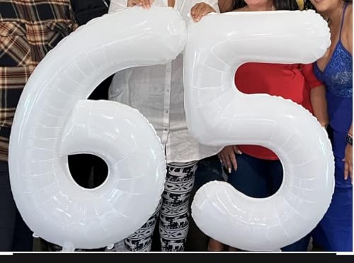 Image of 5 Balloon Numbers Birthday Decorations, 40In White Balloons for Men Women | Eye-catching Appearance, Perfect Decorative Centerpieces, Convenient Self-sealing Structure, Widely for Various Occasions
