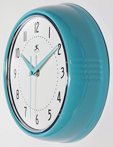 Infinity Instruments 10940-Tqse Turquoise Retro 9-1/2-Inch Metal Wall Clock #TOP2