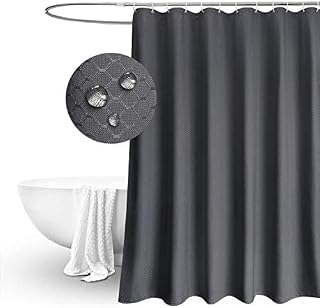 Extra Long Wide Shower Curtain 200 x 210cm drop,Solid Dark Grey Waffle Pattern Shower Curtains for Bathroom Mildew Resistant Water repellent Durable Washable Polyester