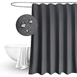 EurCross Extra Wide and Extra Long Shower Curtain 200x210cm drop,Solid Dark Grey Waffle Pattern Shower Curtains for Bathroom Mildew Resistant Water repellent Durable Washable Polyester