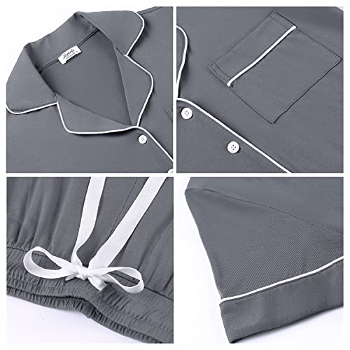 Image of Cherrydew Women Bamboo Viscose Super Soft Comfy Summer Cooling Short Sleeve Button Down Pajama Shorts Set S-XXL