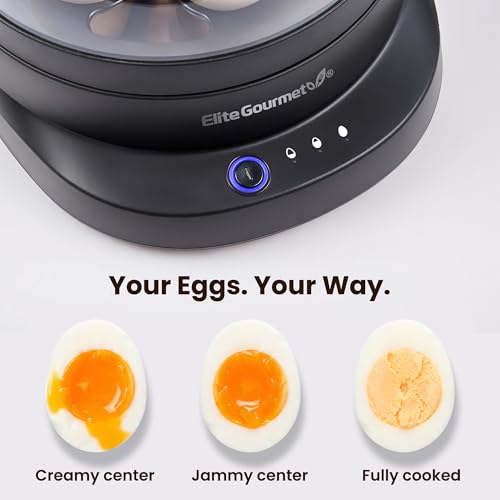 Image of Elite Gourmet 7-Egg Electric Egg Cooker with Voice Alerts - Soft, Medium & Hard-Boiled Eggs Made Perfectly - Fast, No-Monitoring Breakfast Cooker, Auto Shut-Off