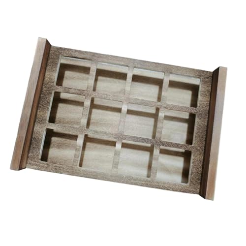 PETSOLA Porta Copas de Vino Bandeja Portavasos con Soporte para Tazas Organizador para Copa Estructura Robusta de Madera Adecuada para Restaurante