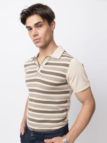 Image of Armisto Men's 100% Cotton Fancy Party Polo T-Shirt /Neutral Colour