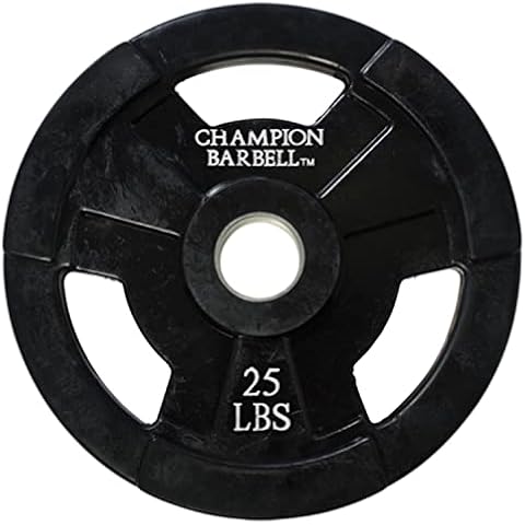 Champion Barbell Olympic Rubber Coated Grip Plate, 25-Pound Cover