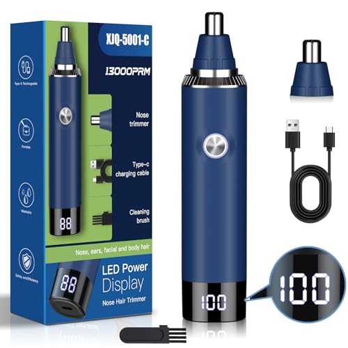 Nose & Ear Hair Trimmer Clipper with LED Display for Men Women, 2025 Model Painless USB Rechargeable Eyebrow & Facial Hair Trimmer,Professional IPX7 Waterproof Dual Edge Blades (Cyan) Nose & Ear Hair Trimmer Clipper with LED Display for Men Women, 2025 Model Painless USB Rechargeable Eyebrow & Facial Hair Trimmer,Professional IPX7 Waterproof Dual Edge Blades (Cyan)
