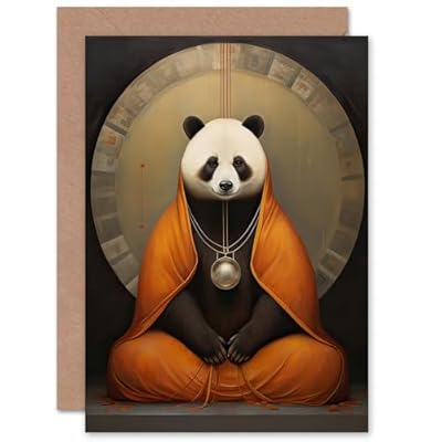 Artery8 Yoga Panda Yogi Meditation Peace Calm Relax for Him or Her Man Woman Birthday Thank You Get Well Soon Blank Art Greeting Card | Ya disponible en tu tienda friki favorita! En mundofriki.es!