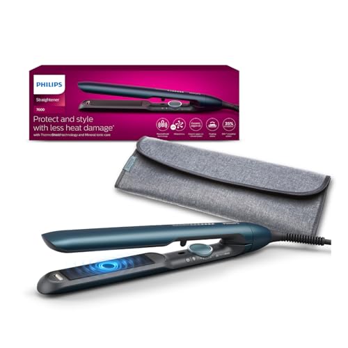 Philips 7000 Series Hair Straightener with ThermoShield Technology [Model BHS732/00] Blue