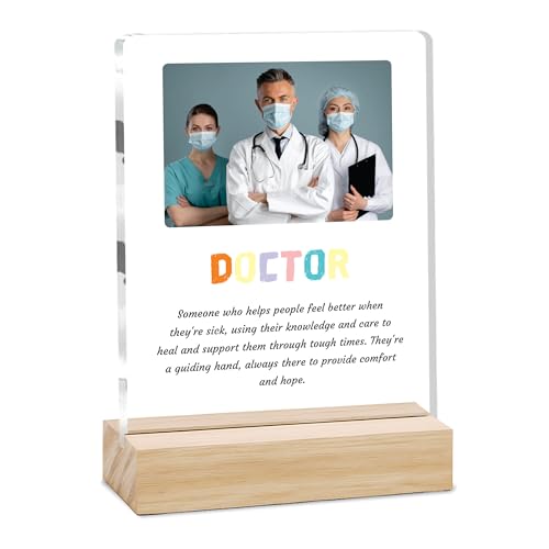 Image of Giftplease Best Doctor Photo Plaque with Wooden Stand | Personalised Gift for Doctors | Thank You Gift for Medical Professionals | Home Office Table Decor |Appreciation Frame for Doctor DCT 02