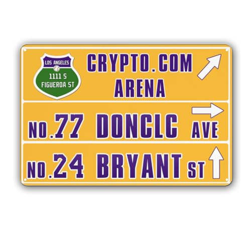 12” x 8” Laker Wall Decor Art Poster, Los Angeles LA Basketball Metal Tin Sign, Laker Gifts for Boys Men Home Room Decor