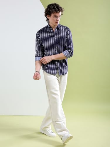 Image of The Indian Garage Co Men Slim Fit Checkered Full Sleeves Spread Collar Casual Shirt
