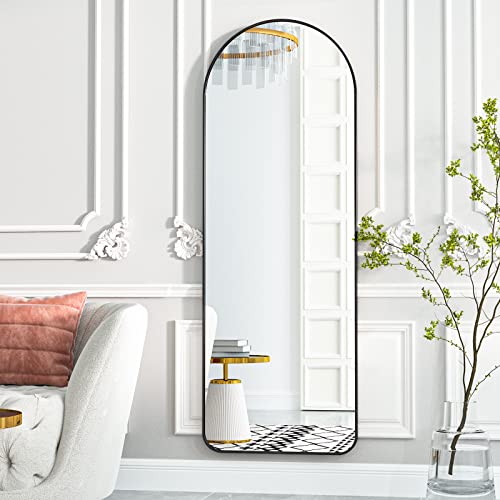 Harritpure 64"X21" Arched Full Length Mirror Floor Mirrors With Aluminum Alloy Frame Free-Standing Wall Mounted Or Leaning Large Bedroom Dressing Mirror Modern & Contemporary Decor For Home,Black #TOP3