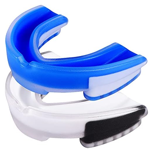 Jewear 2-Pack Sport Mouthguards, for Basketball, Hockey, Fighting, Boxing, Edible Materials, Tooth Protection, Youth & Adult, White/Blue + White/Black
