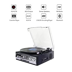 DLITIME Bluetooth Platine Vinyle,Lecteur Vinyle 33/45/78 TR/Min avec Cassette/AM&FM/USB/RCA/AUX/Télécommande - Les Beatles, Paul McCartney, John Lennon, RIngo Starr, George Harrison DLITIME Bluetooth Platine Vinyle,Lecteur Vinyle 33/45/78 TR/Min avec Cassette/AM&FM/USB/RCA/AUX/Télécommande – Image 2