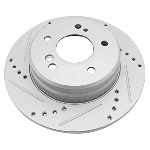 Image of TRQ Performance Rear Brake Pad & Rotor Set Ceramic Drilled Coated Compatible with 99-07 C230 01-05 C240 97-00 C280 98-04 SLK230 06-08 SLK280 09-11 SLK300 01-04 SLK320 08-11 SLK350