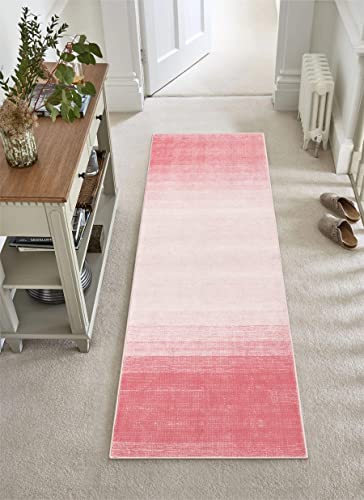 Wonnitar Washable Rug Runners 2X6,Pink Long Bathroom Runner Rug,Modern Ombre Kitchen Non-Slip Carpet Runner,Contemporary Gradient Laundry Room Throw Rug For Bedroom Girls Room Bath #TOP5