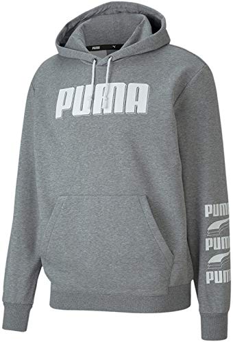 PUMA Men's Hooded Sweatshirt, Medium Gray Heather, L