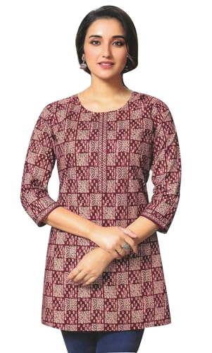 Tunique décontractée en coton imprimé ethnique Kurti Ladyline