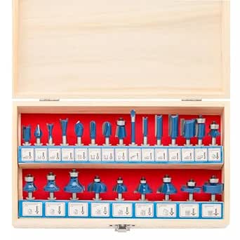 HILTEX 10108 Tungsten Carbide Router Bit Set, 24-Piece, 1/4-Inch Shank