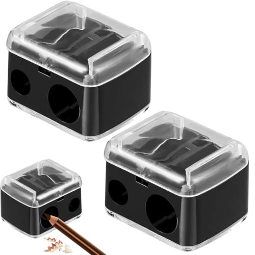 EYVRPAU Matita per trucco, 2 pezzi, doppio foro, per sopracciglia, labbra, occhi, fori, trucco, manuale con spatola di pulizia, per matita per sopracciglia, con serbatoio, gomma e mancino