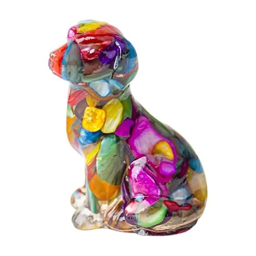 Dytartzx Dog Crystal Animals Figurine，Carved Gemstone Puppy Dog Statue Sculpture，Craft Home Decorations (Colorful)
