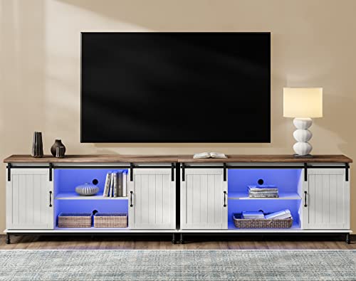 Wampat Led Tv Stand For Tvs Up To 85 Inch, White Entertainment Center For 85 Inch Tv Console Table Farmhouse Storage For Living Room Bedroom #TOP7