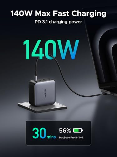 Image of UGREEN Nexode 200W GaN USB C Wall Charger, 4-Port Foldable Compact Fast Type-C Power Adapter Compatible with MacBook Pro /Air, Dell XPS, HP 14, iPad, iPhone 17 /16 /15 Series, Galaxy S25 /S24, Pixel 10 /9