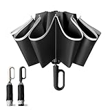 （ 逆折り式 超大サイズ 125cm・10本骨）大きいサイズ 折りたたみ傘 メンズ ワンタッチ 自動開閉 収納ポーチ付き メンズ 大きい 晴雨兼用 逆さ傘 耐強風 男女兼用 日傘 撥水速乾 耐強風 梅雨対策 台風対応 豪雨 ブラック 365日持ち歩く常備傘 紫外線遮蔽 携帯しやすい 超撥水