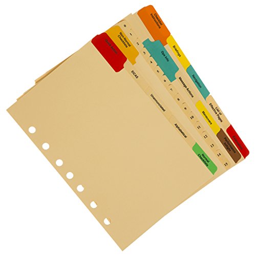 Aerobind 7 Hole Airline Compatible QRH Divider Tabs - 31 Mylar Coated Aircraft Checklist Index Tabs