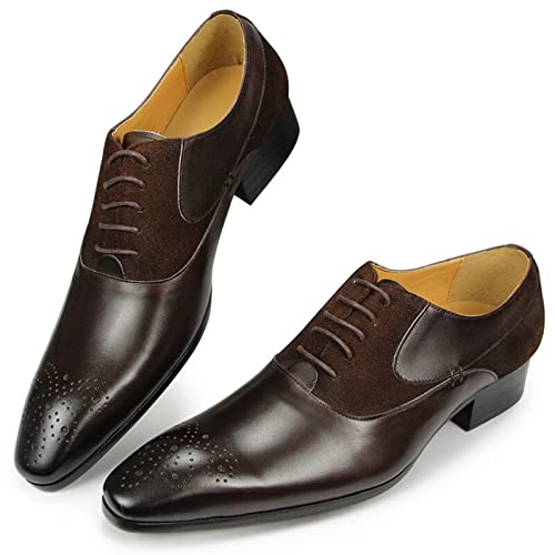 Zapatos Oxford de cuero marrón hechos a mano con retazos retro para un estilo de negocios elegante