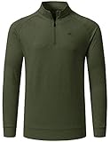 JINSHI Men's Zip Up Active Shirt Long Sleeve Moisture Wicking Golf Tennis Pullover Workout Tee Green