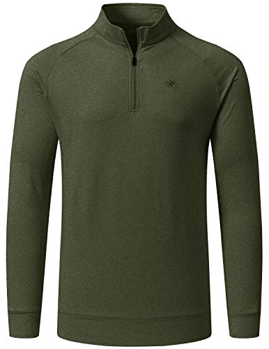 JINSHI Camisa de manga larga con cremallera para hombre, cómoda y transpirable - verde - Medium Cover