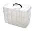 MINGHU 3-Tier Transparent Stackable Adjustable Compartment Slot Plastic Craft Storage Box Organizer Snap-lock Tray Container 3 Sizes 4 Candy Colors Available (Extre Large 30 Compartment, White)