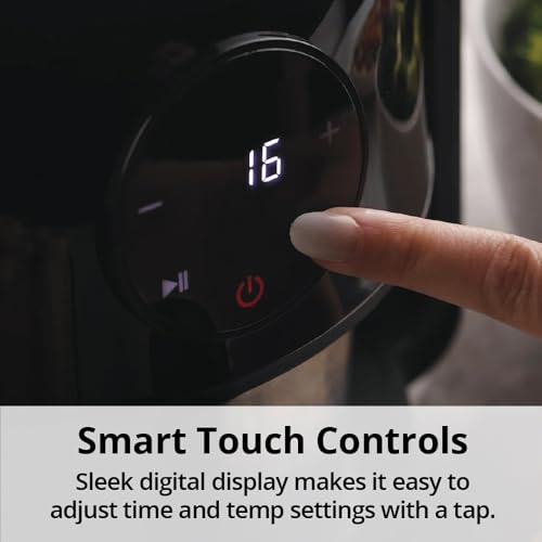 Image of Aria Air Fryer, Non-Stick Ceramic Build, Dishwasher Safe Ceramic Non Toxic Large Sized Airfryer Basket, Touchscreen Display & Auto Shutoff, BPA & Teflon Free with Cookbook (4 Qt Flip Flop (2+2))