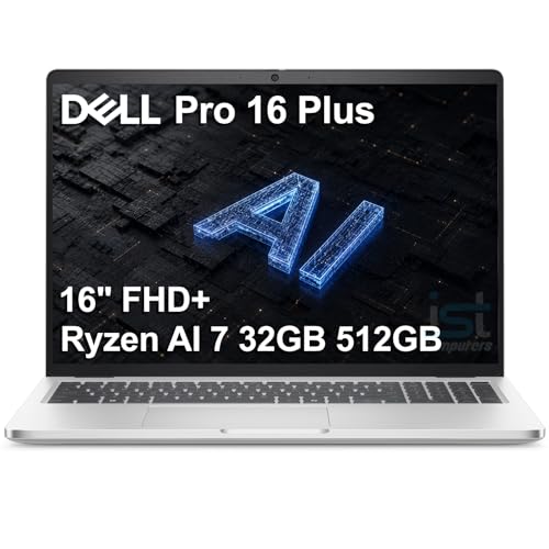 Image of Dell Pro 16 Plus Business AI Laptop (AMD Ryzen AI 7 PRO 350 (> Intel Ultra 7 255U), 32GB DDR5, 512GB SSD, 16 inch FHD+), Next Gen Latitude 5550, 1080p Webcam, Thunderbolt 4, Wi-Fi 7, Win 11 Pro, PB16255