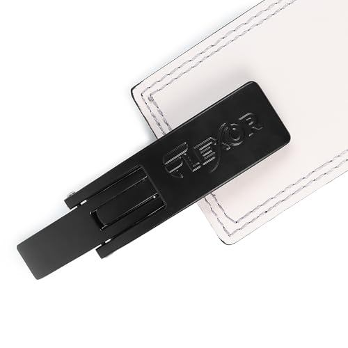 Image of Flexor Powerlifting Adjustable Lever Belt | 10mm Premium Leather | Micro-Adjust Lever Buckle | Powerlifting, Powerbuilding, Bodybuilding & Gym Training Belt for Squat & Deadlift (Men & Women) (White, S)